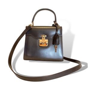 GUCCI Lady Lock Leather 2-Way Vintage Handbag